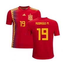 Spain #19 Rodrigo M. Red Home Kid Soccer Country Jersey