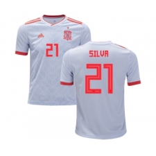 Spain #21 Silva Away Kid Soccer Country Jersey