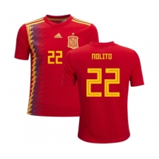 Spain #22 Nolito Red Home Kid Soccer Country Jersey