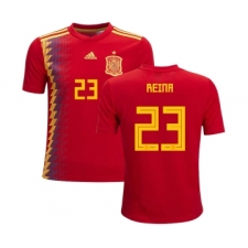 Spain #23 Reina Red Home Kid Soccer Country Jersey