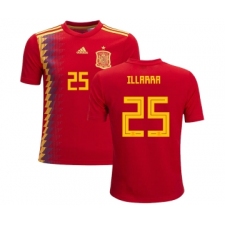 Spain #25 Illarra Red Home Kid Soccer Country Jersey