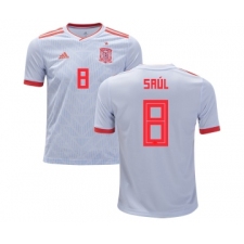Spain #8 Saul Away Kid Soccer Country Jersey