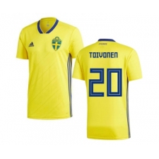 Sweden #20 Toivonen Home Kid Soccer Country Jersey