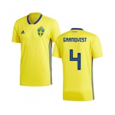 Sweden #4 Granqvist Home Kid Soccer Country Jersey