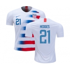 USA #21 Hedges Home Kid Soccer Country Jersey
