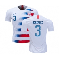 USA #3 Gonzalez Home Kid Soccer Country Jersey