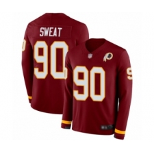 Men's Washington Redskins #90 Montez Sweat Limited Burgundy Therma Long Sleeve Football Jersey
