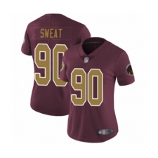 Women's Washington Redskins #90 Montez Sweat Burgundy Red Gold Number Alternate 80TH Anniversary Vapor Untouchable Limited Player Football Jersey