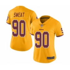 Women's Washington Redskins #90 Montez Sweat Limited Gold Rush Vapor Untouchable Football Jersey