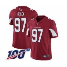 Men's Arizona Cardinals #97 Zach Allen Red Team Color Vapor Untouchable Limited Player 100th Season Football Jersey