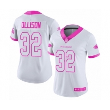 Women's Atlanta Falcons #32 Qadree Ollison Limited White Pink Rush Fashion Football Jersey