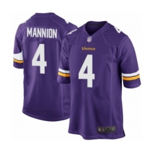 Men's Minnesota Vikings #4 Sean Mannion Game Purple Team Color Football Jersey