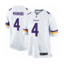 Men's Minnesota Vikings #4 Sean Mannion Game White Football Jersey