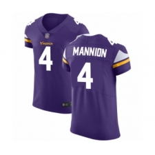 Men's Minnesota Vikings #4 Sean Mannion Purple Team Color Vapor Untouchable Elite Player Football Jersey