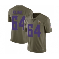 Men's Minnesota Vikings #64 Josh Kline Limited Olive 2017 Salute to Service Football Jersey