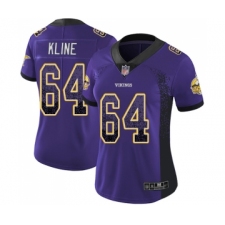 Women's Minnesota Vikings #64 Josh Kline Limited Purple Rush Drift Fashion Football Jersey