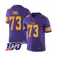 Men's Minnesota Vikings #73 Dru Samia Limited Purple Rush Vapor Untouchable 100th Season Football Jersey