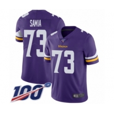 Men's Minnesota Vikings #73 Dru Samia Purple Team Color Vapor Untouchable Limited Player 100th Season Football Jersey