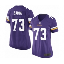 Women's Minnesota Vikings #73 Dru Samia Game Purple Team Color Football Jersey