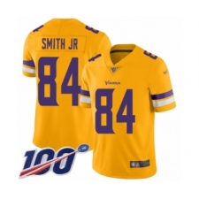 Men's Minnesota Vikings #84 Irv Smith Jr. Limited Gold Inverted Legend 100th Season Football Jersey
