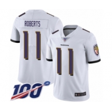 Men's Baltimore Ravens #11 Seth Roberts White Vapor Untouchable Limited Player 100th Season Football Jersey