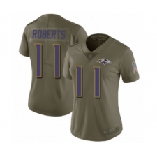 Women's Baltimore Ravens #11 Seth Roberts Limited Olive 2017 Salute to Service Football Jersey