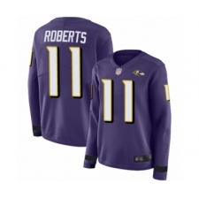 Women's Baltimore Ravens #11 Seth Roberts Limited Purple Therma Long Sleeve Football Jersey