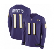 Youth Baltimore Ravens #11 Seth Roberts Limited Purple Therma Long Sleeve Football Jersey