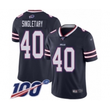 Men's Buffalo Bills #40 Devin Singletary Limited Navy Blue Inverted Legend 100th Season Football Jersey