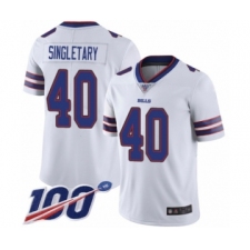 Men's Buffalo Bills #40 Devin Singletary White Vapor Untouchable Limited Player 100th Season Football Jersey