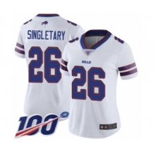 Women's Buffalo Bills #26 Devin Singletary White Vapor Untouchable Limited Player 100th Season Football Jersey