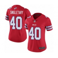Women's Buffalo Bills #40 Devin Singletary Limited Red Rush Vapor Untouchable Football Jersey