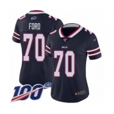 Women's Buffalo Bills #70 Cody Ford Limited Navy Blue Inverted Legend 100th Season Football Jersey