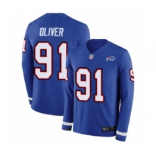 Men's Buffalo Bills #91 Ed Oliver Limited Royal Blue Therma Long Sleeve Football Jersey