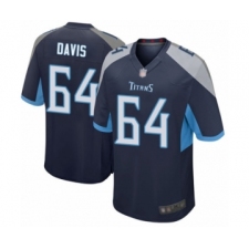 Men's Tennessee Titans #64 Nate Davis Game Navy Blue Team Color Football Jersey