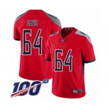 Men's Tennessee Titans #64 Nate Davis Limited Red Inverted Legend 100th Season Football Jersey