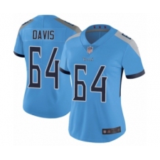 Women's Tennessee Titans #64 Nate Davis Light Blue Alternate Vapor Untouchable Limited Player Football Jersey