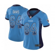 Women's Tennessee Titans #64 Nate Davis Limited Blue Rush Drift Fashion Football Jersey
