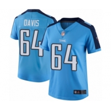Women's Tennessee Titans #64 Nate Davis Limited Light Blue Rush Vapor Untouchable Football Jersey