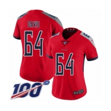 Women's Tennessee Titans #64 Nate Davis Limited Red Inverted Legend 100th Season Football Jersey