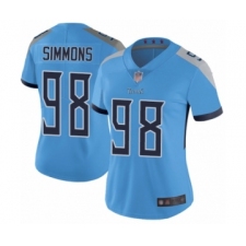 Women's Tennessee Titans #98 Jeffery Simmons Light Blue Alternate Vapor Untouchable Limited Player Football Jersey
