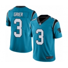 Men's Carolina Panthers #3 Will Grier Limited Blue Rush Vapor Untouchable Football Jersey