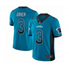 Youth Carolina Panthers #3 Will Grier Limited Blue Rush Drift Fashion Football Jersey