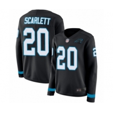 Women's Carolina Panthers #20 Jordan Scarlett Limited Black Therma Long Sleeve Football Jersey