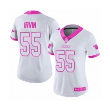 Women's Carolina Panthers #55 Bruce Irvin Limited White Pink Rush Fashion Football Jersey