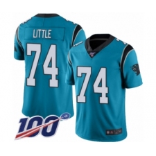 Men's Carolina Panthers #74 Greg Little Limited Blue Rush Vapor Untouchable 100th Season Football Jersey