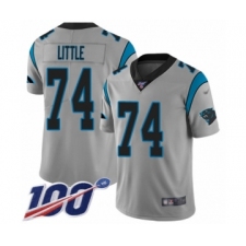 Men's Carolina Panthers #74 Greg Little Silver Inverted Legend Limited 100th Season Football Jersey