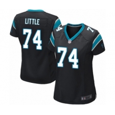 Women's Carolina Panthers #74 Greg Little Game Black Team Color Football Jersey