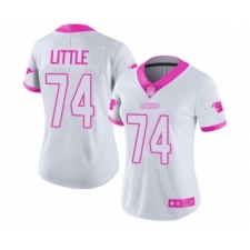 Women's Carolina Panthers #74 Greg Little Limited White Pink Rush Fashion Football Jersey