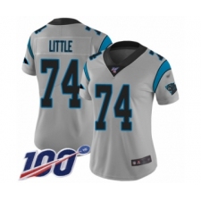 Women's Carolina Panthers #74 Greg Little Silver Inverted Legend Limited 100th Season Football Jersey